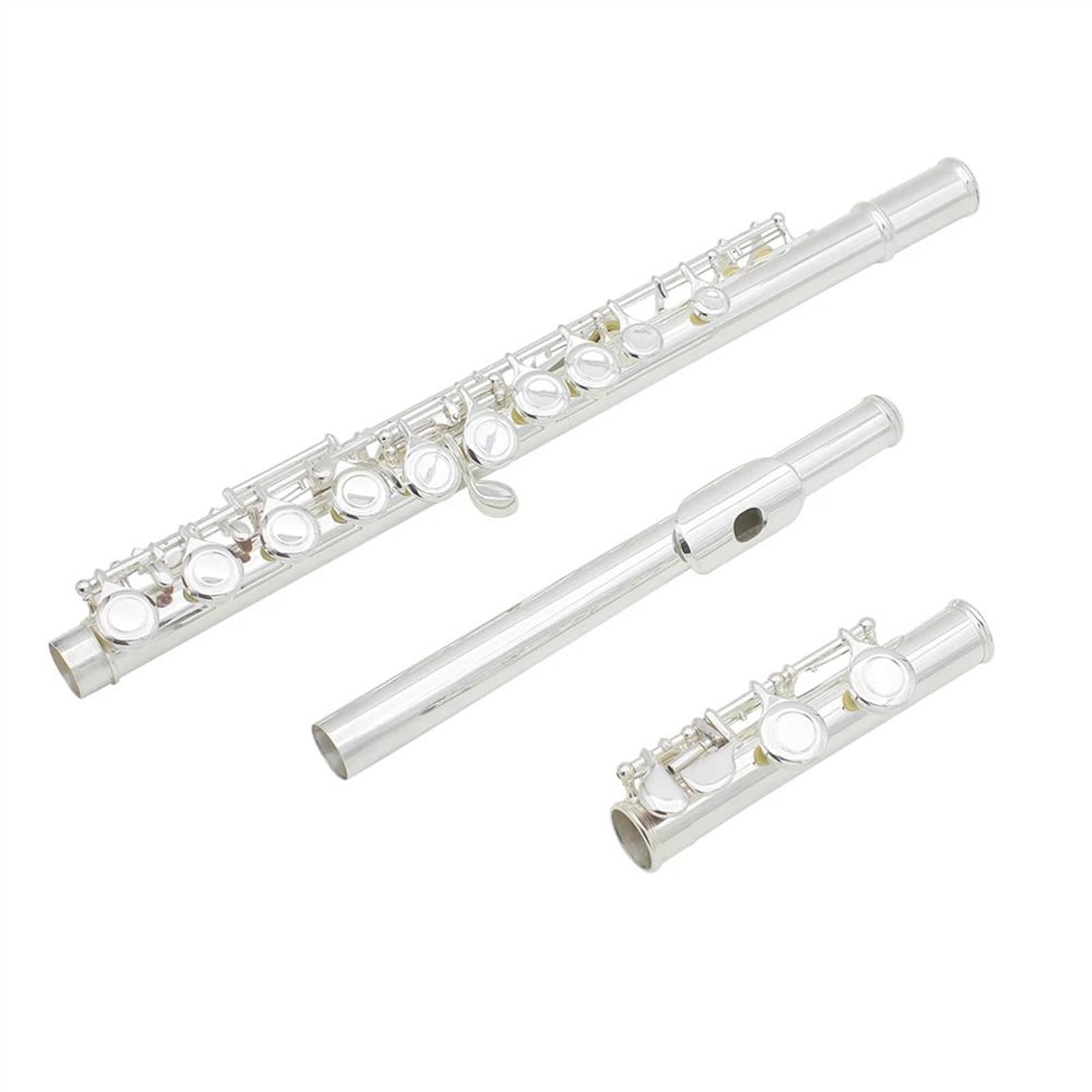 Set di flauti a 16 Fori Chiusi, tonalità Do, placcati in Argento, più Chiave Mi, Strumento a fiato.,