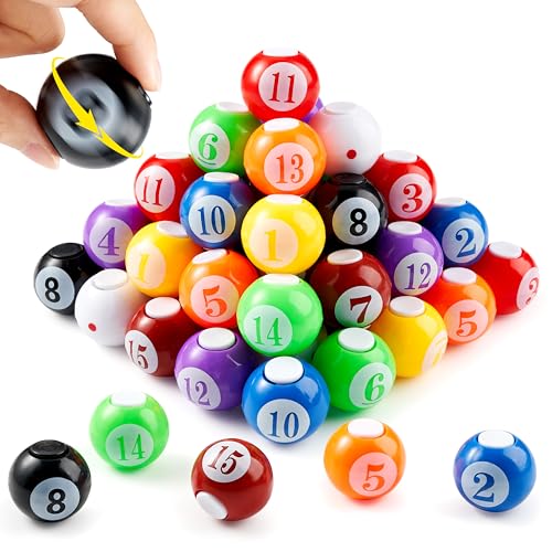 Image of JOYIN 36 Pack 8-Ball Pool Fidget Spinners for Kids, Goodie Bag Stuffers for Birthday Party, Pool Ball Party Favors, Fidget Toys Bulk, Stress Balls, Treasure Box for Classroom
