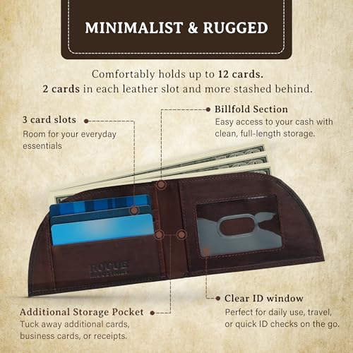Image of Men's Genuine Leather Wallet for Men - Slim Curved Billfold w / 3 ID Slots