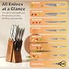 EDELHAUS Knife Set with Block – 9 pcs Stainless Steel Kitchen Knife Block Set - Professional Knife Block with Sharpener and Scissors - Kitchen Knife Set with Acacia Wood Block & Steel Handles