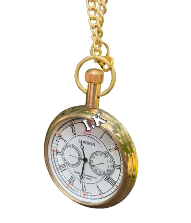 Antique Style Brass Ship Design Push Button Pocket Watch 2" Compass Double dail Watch Compass-image-44