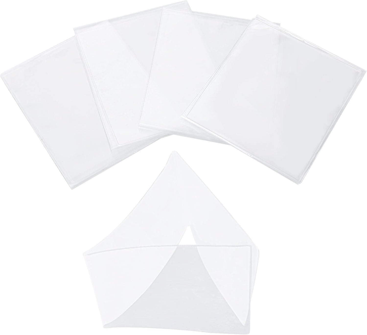 4pcs Mahjong Card Holder, 18.89x5.27in Clear Plastic Card Sleeve Cover Fits Large Print Soft Durable PVC Three Opening Protectors 2025 for Scorecard Game Rules Organization