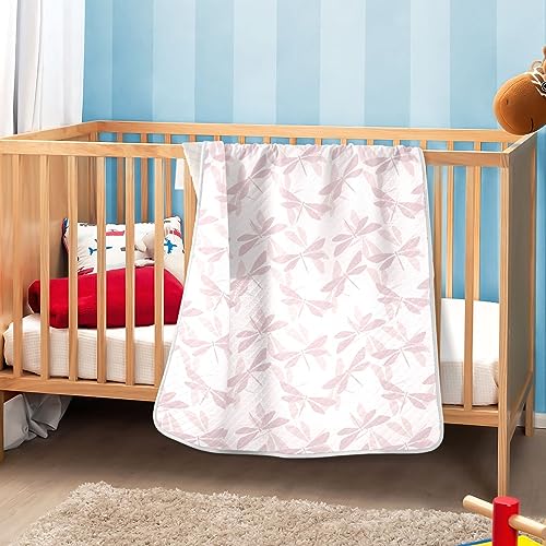 Image of Swaddle Blanket for Pink and Purple Dragonfly Baby Receiving Blanket Muslin Baby Swaddles Soft Cotton Breathable Nursery Blankets for Unisex Boys and Girls 30x40 Inch