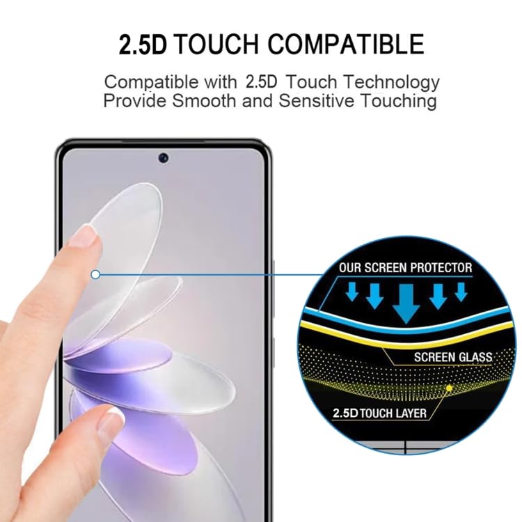 Image of Casodon Scratch Proof 5D Full Tempered Glass for Vivo V30 Pro 5G (Black) Full Screen Protector with Easy Installation Kit