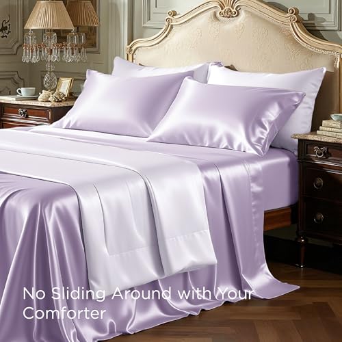 Image of Bedsure Satin Sheets King Size, Soft Silky Bedsheets for Hair & Skin