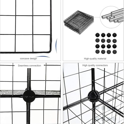 Image of Snazzy Wire Cube Storage, 9-Cube Organizer Metal, Wire C Grids Storage, Storage Bins Shelf, Modular Bookshelf, Closet Cabinet Ideal for Home, Living Room, Office 36.6 inchL x 12.4 inchW x 48.4 inchH Black