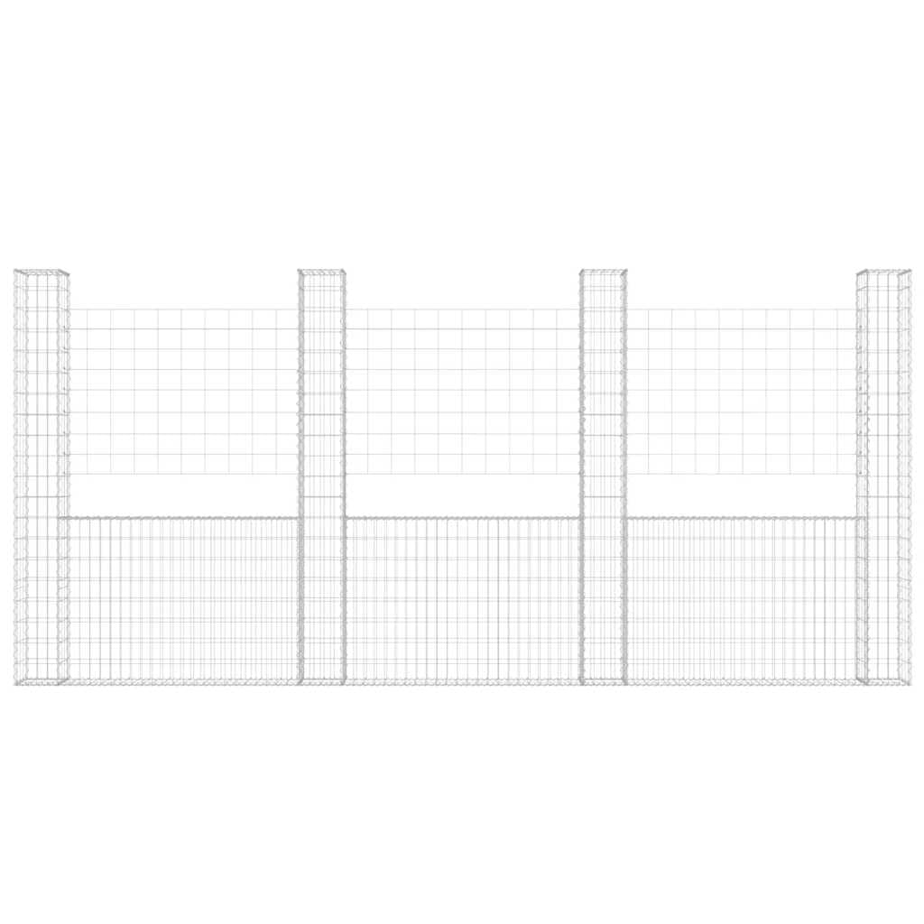 vidaXL Gabionenkorb U-Form mit 4 Säulen Eisen 380x20x200 cm