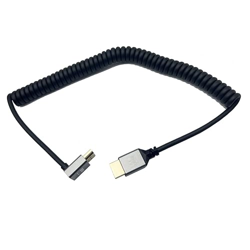 Miniatura 3 de Seadream Cable HDMI en espiral en ángulo 4K, cable HDMI macho a macho en espiral de resorte en ángulo, HDMI 2.0 18 Gbps convertidor de extensión de