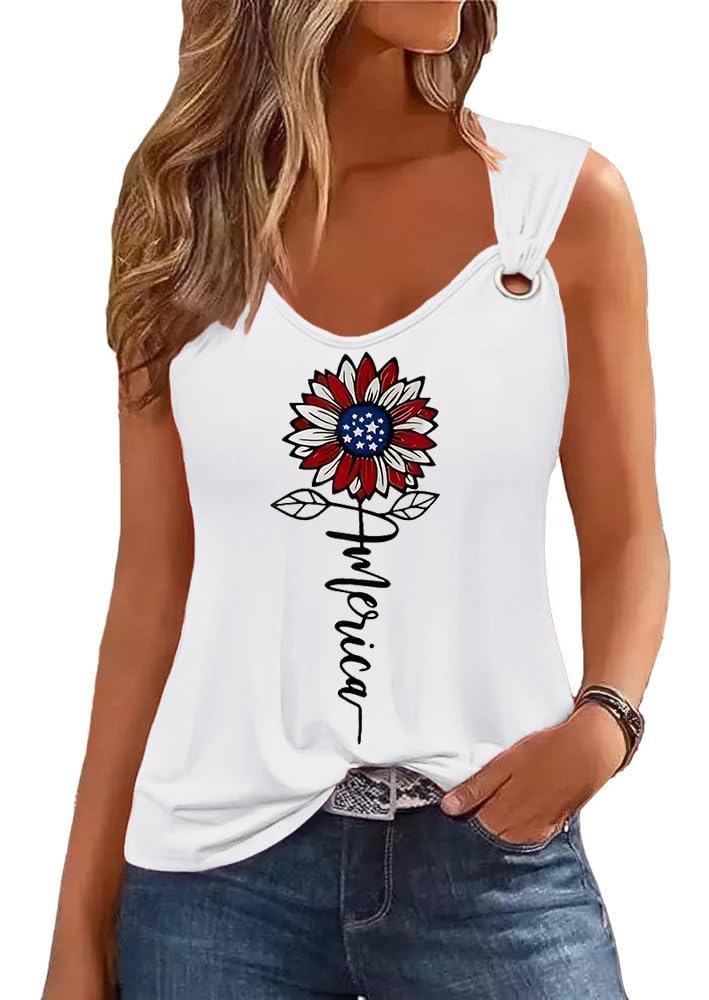 Womens Gradient Notched Neck Casual Tank Tops Novelty Sleeveless Shirts Funny Graphic Tee Vests