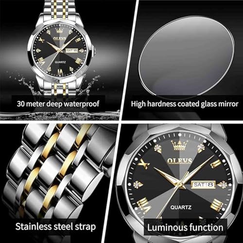 Image of OLEVS Men Multifunction Watch, Multi Dial Waterproof Luminous Chronograph Watch with Date,Stainless Steel Watches