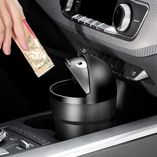 aokway Vehicle Automotive Car Garbage Can Cute, Small Trash Can with Lid, Mini Automotive Leakproof Vehicle Trash Bin,Suitable for Car Office Home (Black)