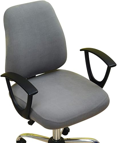 Funda para silla de oficina de computadora, funda protectora dividida y elástica para sillón giratorio, fundas lavables para sillas de comedor (gris)