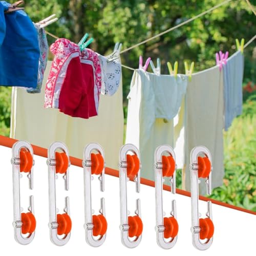 Daijianbin 6 Pcs Clothesline Spreader, Aluminium Heavy Duty Outdoor Clothes Line Separator Pulley for Heavy Loads and Clothesline - Image 5