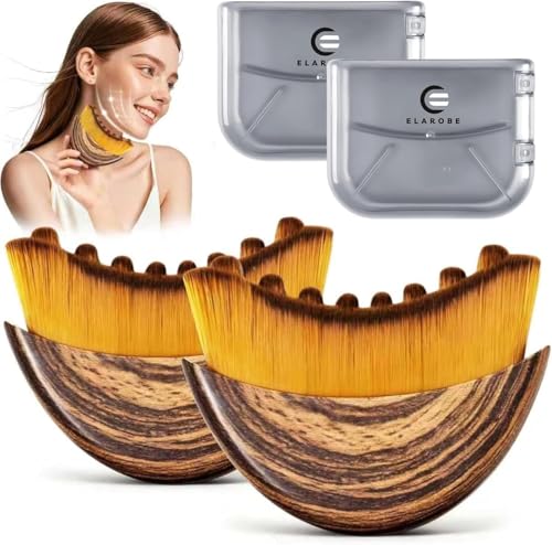 ELAROBE Lymphatic Drainage Face Brush Set Dry Brushing for Jawline & Chin Sculpting Reduces Puffiness & Relieves Fatigue Skin Care Tool & Bamboo Cotton Buds - 2