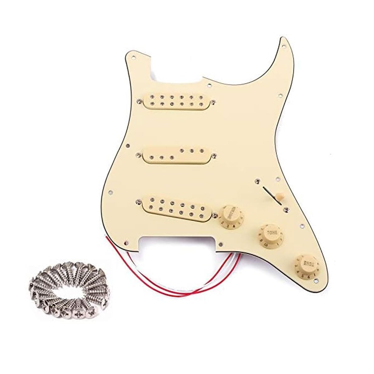 Alnicov Juego de pastilla de golpeador precableado SSS de 3 capas Accesorios para instrumentos musicales de alta calidad pastilla de bobina simple retro