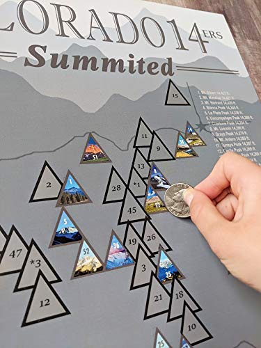 Destinations Trekked Colorado 14ers scratch off, Colorado Fourteeners poster, Peak bagger, Colorado...