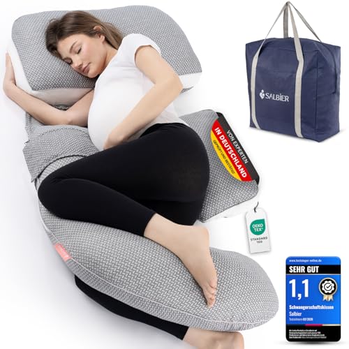 Schwangerschaftskissen 4-in-1 C/U/J/G Form Pregnancy Pillow Seitenschläferkissen & Stillkissen | Ganzkörperkissen für Schwangere Rücken Bauch & Hüfte | Breathable Air-Layer Abnehmbar & Waschbar