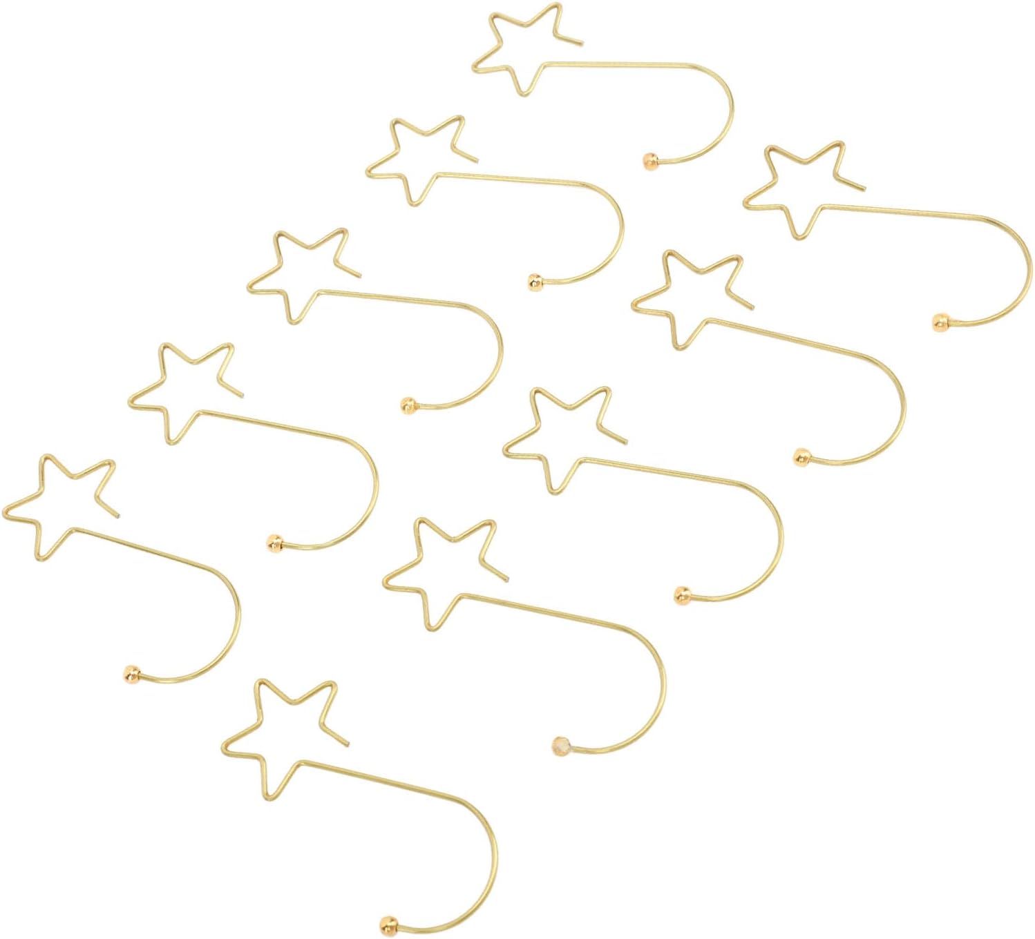 120pcs Christmas Ornament Hooks Star Shaped Stainless Steel Tree Hangers for Holiday Decorations, Easter, Halloween, and Festive Party Decor Silver Gold (Gold)