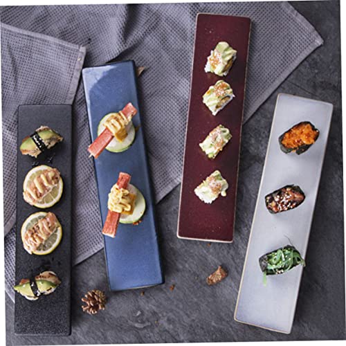 Plato japonés largo de cerámica estilo moderno para sushi miniatura 5