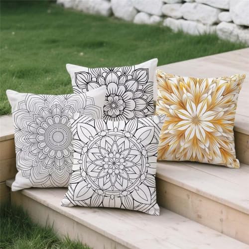 Housse de coussin 45x45cm lavable double face pour canapé et extérieur - 4