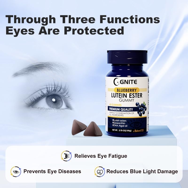 Miniatura 4 de GNITE Gomitas de éster de luteína de arándanos para la salud ocular, gomitas suaves de calidad premium con ésteres de luteína, zeaxantina y aceite