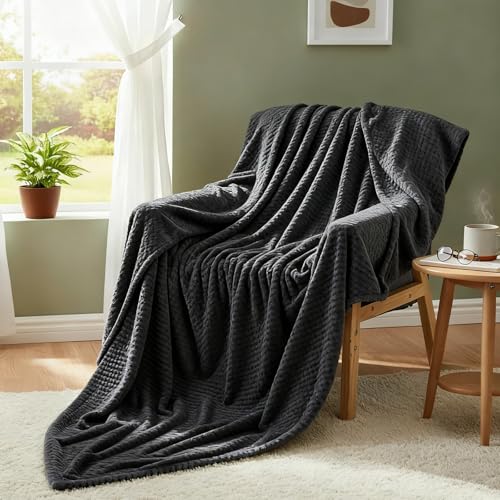 毛布 シングル ブランケット秋冬用あったか二枚合わせ掛け毛布 100 x 240 cm ブラケット柔らかく肌触ふわふモコモコ冷え対策洗えるおしゃれ静電気防止暖い厚手冬用車飛行機機内旅行, ダークグレー