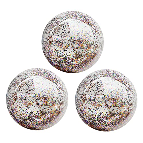 Garneck 3pcs Transparent Sequin Inflatable Beach Balls for Glitter Fun Play Balls for Summer Pool Parties Beach Activities Birthday Celebrations and Photo Props