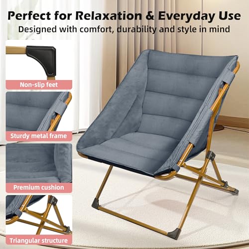 Sillón Plegable Tela Peluche Gris miniatura 4