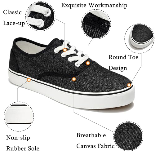 Women's Canvas Shoes Low Top Fashion Classic Slip on Canvas Sneakers Lace-up Walking Shoes Tennis Shoes3