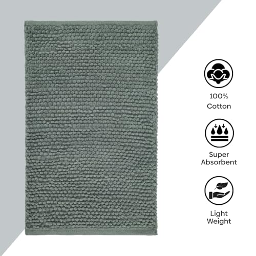 Image of haus & kinder Door Mat Cotton Chenille 1700 GSM | Ultra Soft Absorbent Anti Skid Bath Mat for Bathroom, Entrance & Kitchen | Thick Floor Mat | Sage Green | 45 x 70 cm