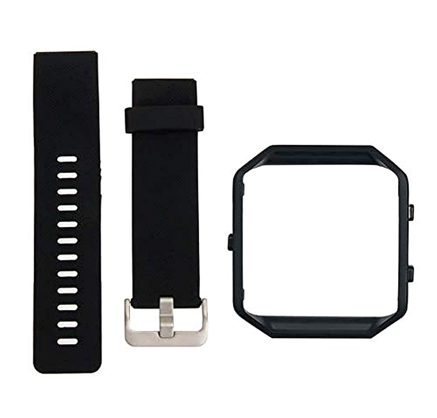 Black metal Frame+Soft Silicone wrist Watch band Replace Sport Strap For Fitbit Blaze Smart Watch