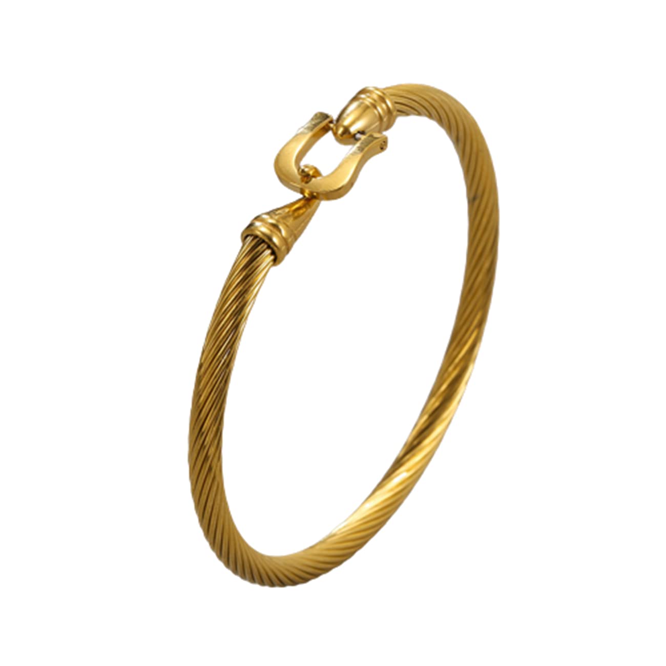 Pulsera de Hombre Pulsera de Acero Inoxidable Pulsera de Novedad Pulsera Abierta de patrón de Espiral Trenzada de Moda Vintage Oro