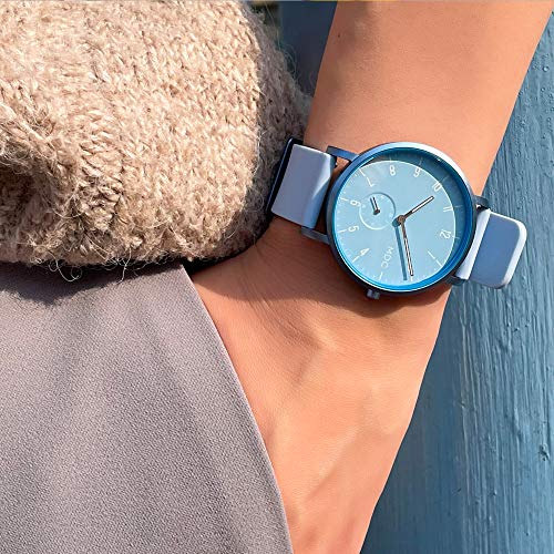 Mens Quartz Analog Wrist Watch Minimalist Casual Watches for Men Slim Blue Unisex Wristwatch with Secondhand Waterproof with Silicone Band by MDC