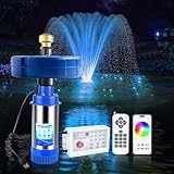 RGB LED Pond Fountain Aerator 750W with Color-Changing Light Show, 1HP 15000 GPH Floating Aerating Pump, 100ft Power Cord, Controller, APP & Remote Control, Perfect for Ponds & Lakes(120V)