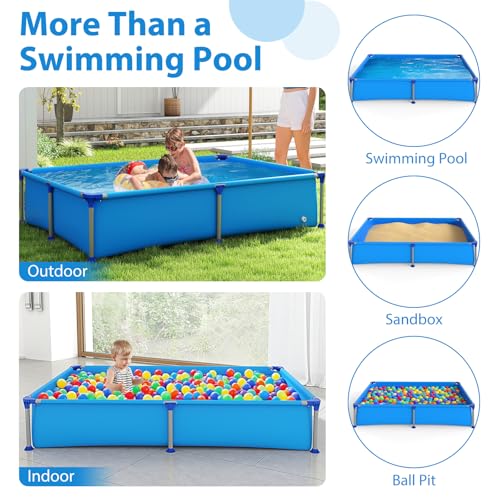 SOARS Rechteckiger Rohrpool, Aufstellpool 228 X 159 X 42 CM, Metallstruktur, langlebiges PVC, mit Filter, für Kinder ab 3 Jahren, Blau