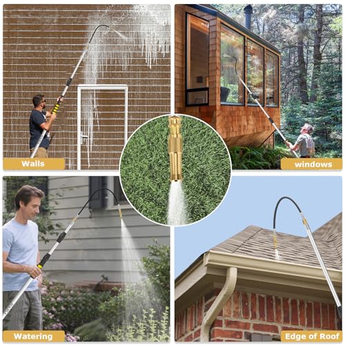 POOPLE 12FT (20ft Reach) Telescopic Gutter Cleaning Tools from The Ground, Rain Gutter Cleaners Tool with Hose Copper Attachment/5 by POOPLE - Image 8