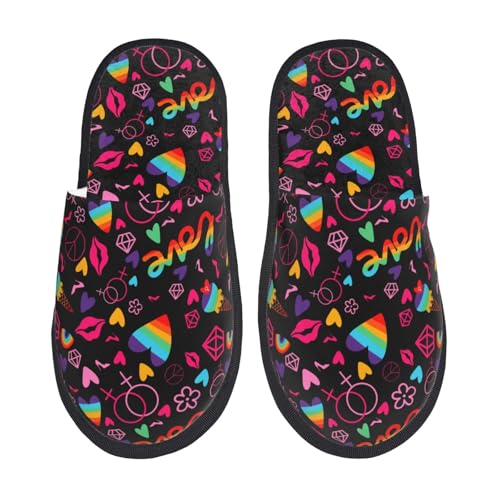 Lgbt Rainbow For Pride Print House Slippers For Women And Men,Soft Slippers With Memory Foam,Non-Slip Indoor Home Shoes