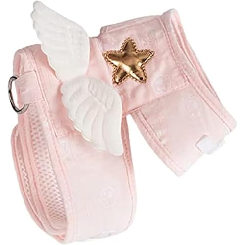 YMZJペット ハーネス リード 天使の羽 犬 猫 小型犬 フェレット キャットハーネス かわいい おしゃれ 軽量 牽引ロープ ペット用品 中小型犬 猫 散歩 お出かけ用 ワンちゃん 簡単脱着式 (XL,ピンク)