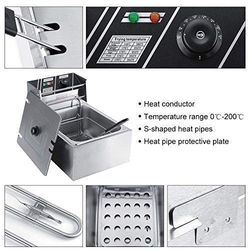 Image of Shoppers Hub PNQ Stainless Steel 8 litres Gross (6 litres Nett) 2500W Multipurpose Electric Deep Fryer for Commercial Use in Cafes, Hotels and Restaurants