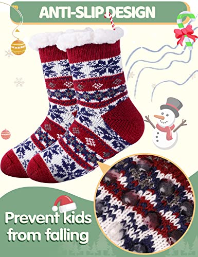 Image of MOGGEI Girls Slipper Fuzzy Socks Kids Boys Fluffy Fleece Lined Warm Plush Sherpa Winter Child Home Socks
