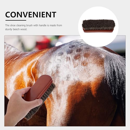 Cepillo de crin de caballo POPETPOP de madera para calzado 4