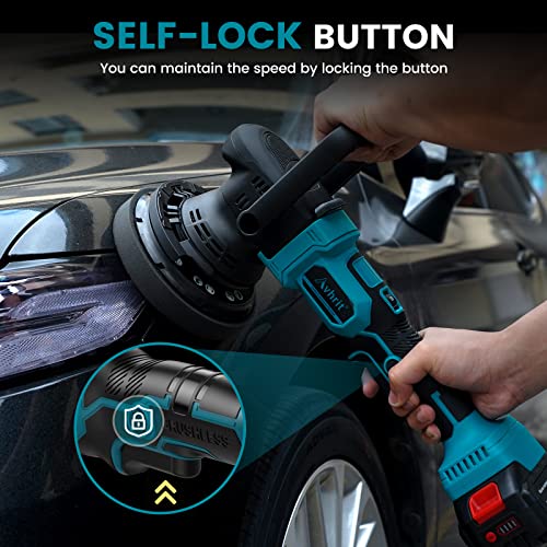 Cordless Car Buffer Polisher, Brushless 6 Inch Portable Buffer Polisher Kit with 2 Pack 21V Rechargeable Batteries, 6 Variable Speed Used for Car Detailing/Waxing