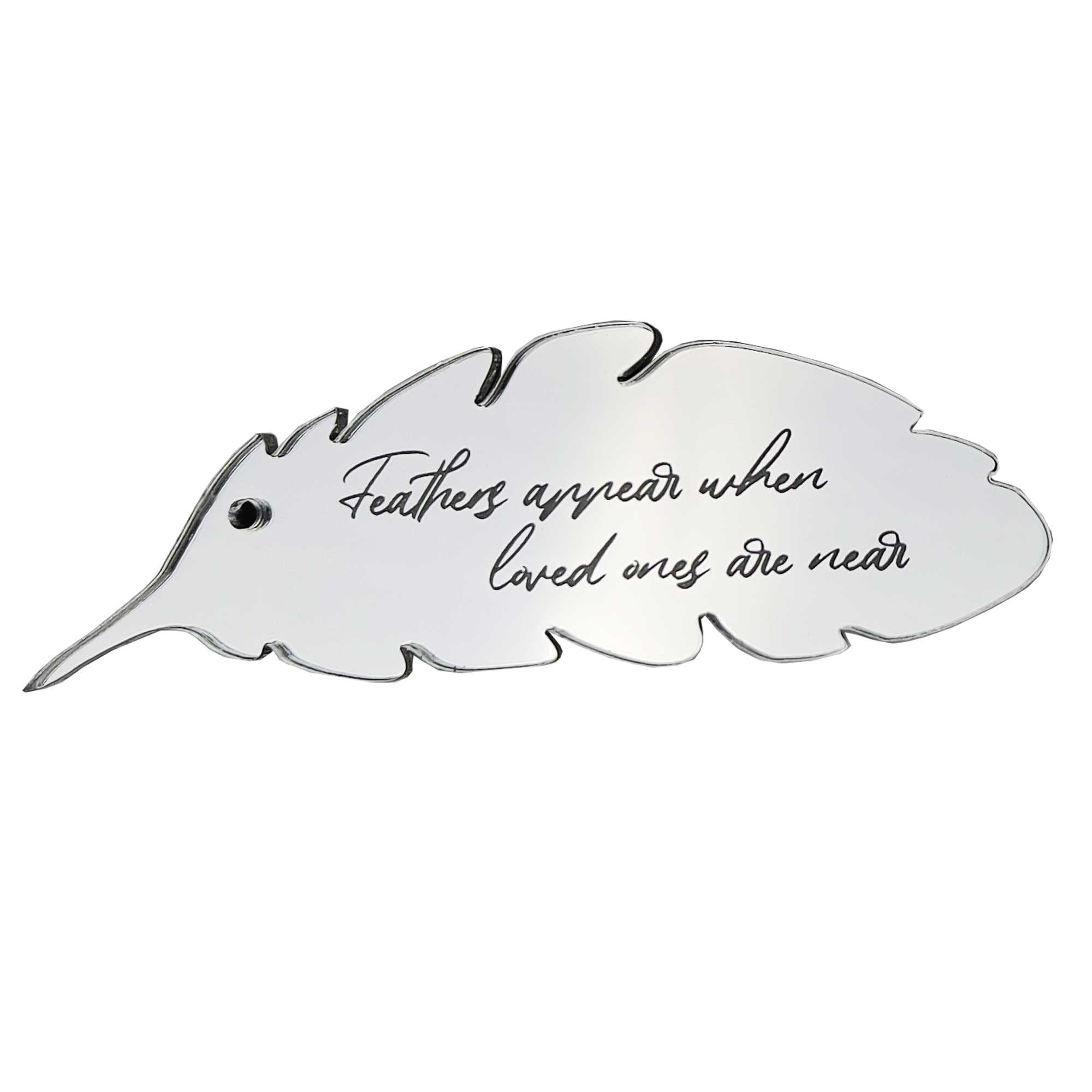 Angels Wings And Feathers Thoughtful Memorial Gifts Silver Mirrored Acrylic Feather Hanging Decoration - Feathers Appear When Loved Ones Are Near | 11Cm X 3.5Cm | Bereavement Memorial Gift
