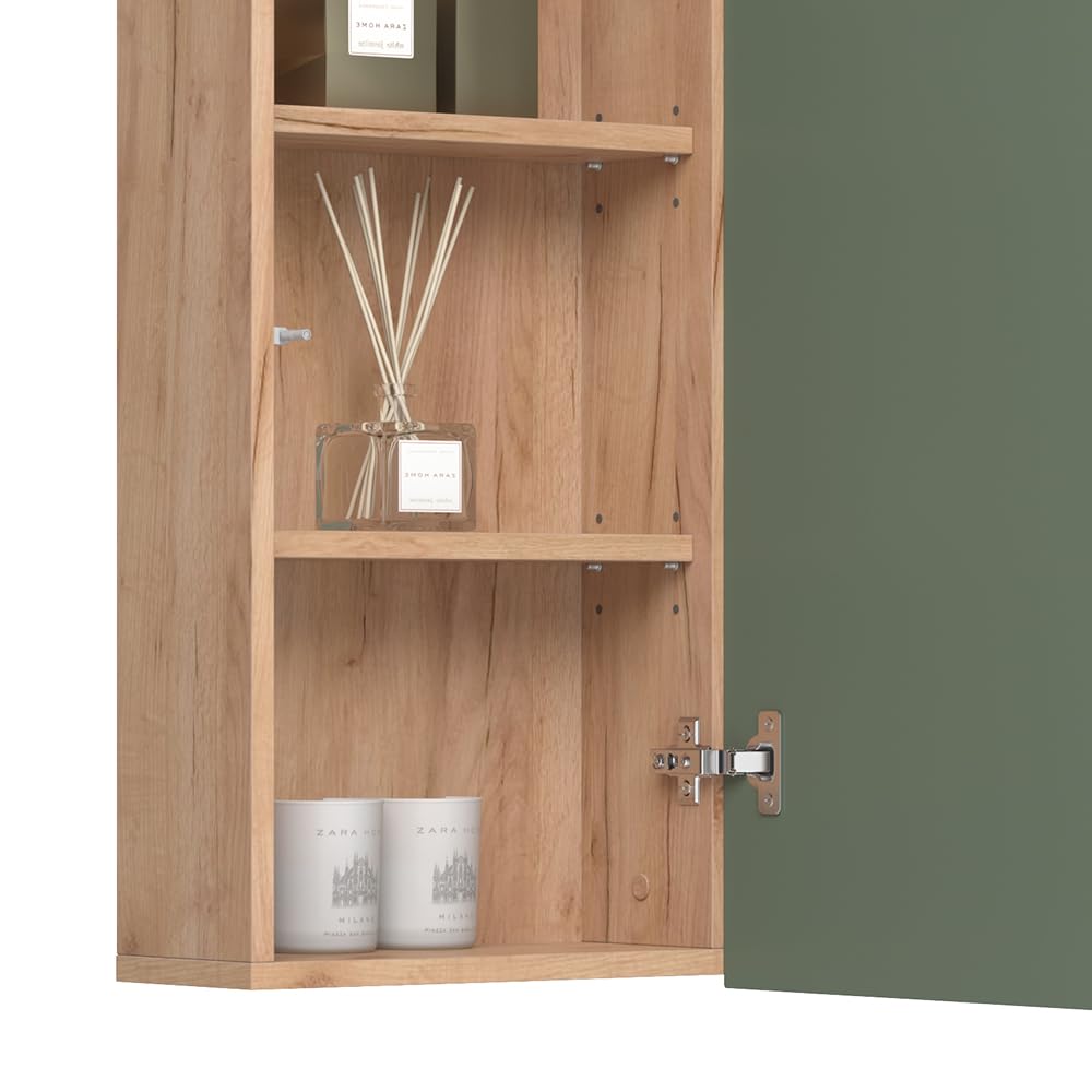 Vicco Armoire Suspendue Izan, Vert/Force de l'or Chêne, 36.6x76.6cm, à Suspendre au Mur pour Combiner avec d'autres Meubles de Salle de Bain Izan