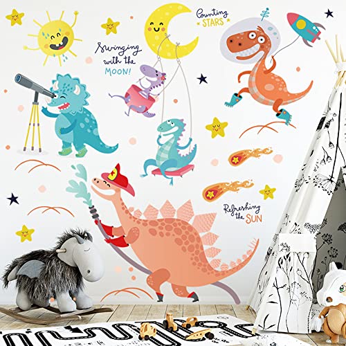 BuerHomie Stickers Muraux Enfant Garçon, Autocollant Mural Dinosaures Drôles, Déco Murale pour les chambres de bébé Crèche Garderie Cover