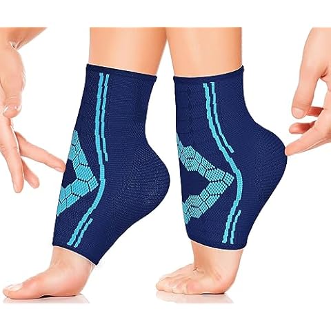 Sparthos Ankle Compression Socks (Pair) – Plantar Fasciitis Ankle Brace with Arch Support – for Men and Women – Foot Sleeves – Increase Blood Circulation, Reduce Swelling & Heel Spurs (Blue-L) Cover