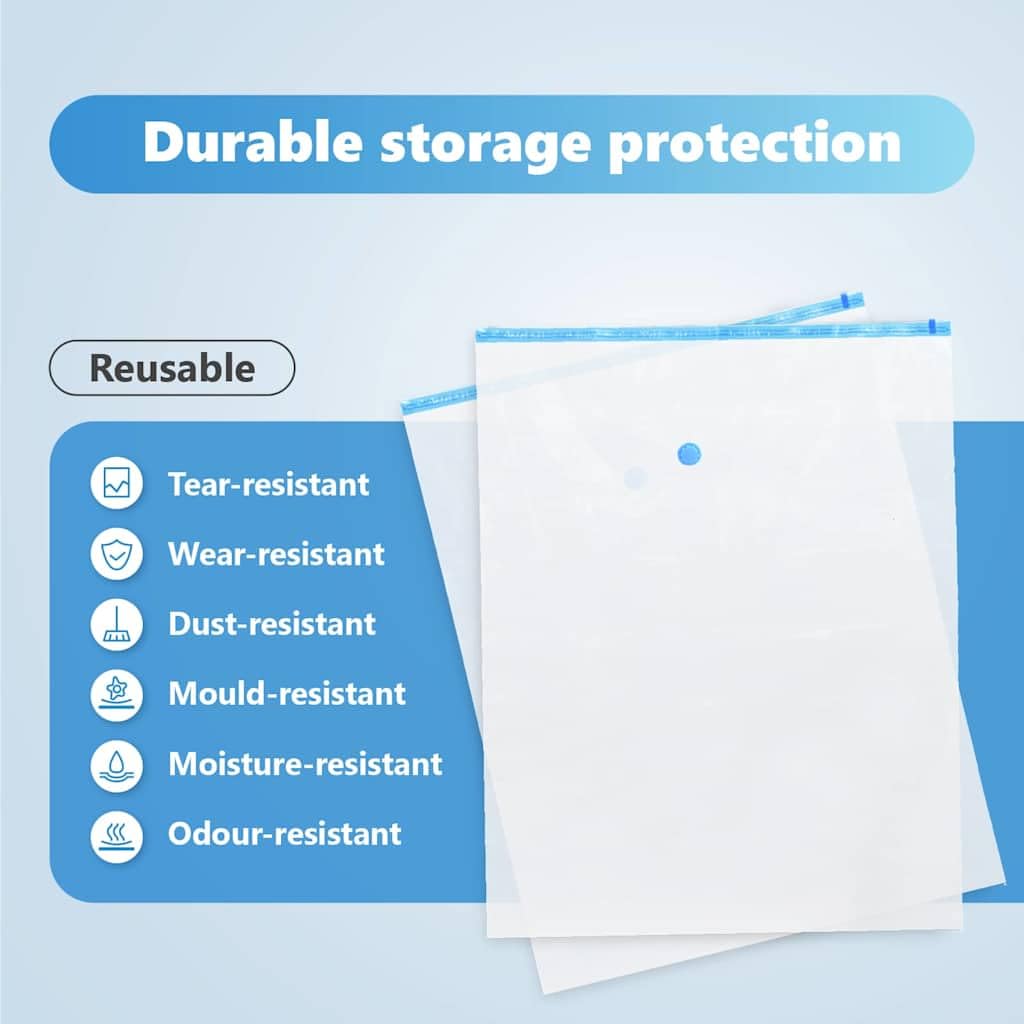 vidaXL Sacchetti per Stoccaggio 20 PCS Trasparente e Blu 130 x 100 cm, Stoccaggio per Soggiorno, Borse rettangolari, organizzazione Moderna, soluzioni spaziose per casa