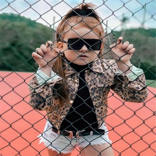 Girls Vintage Jacket Coat Long Sleeve Leopard Printed Button Down Open Front Pockets Cropped Denim Jackets2