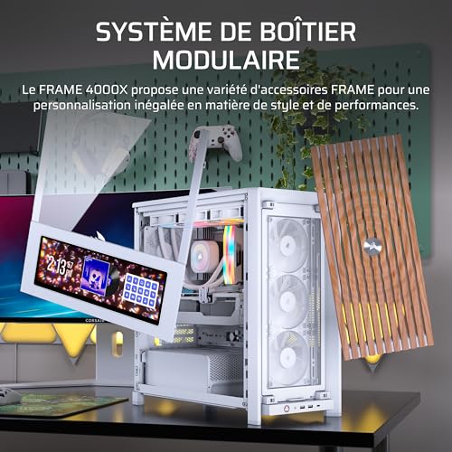 CORSAIR Frame 4000X RS Boîtier PC Moyen-Tour – 4 x RS120 Inclus – Blanc