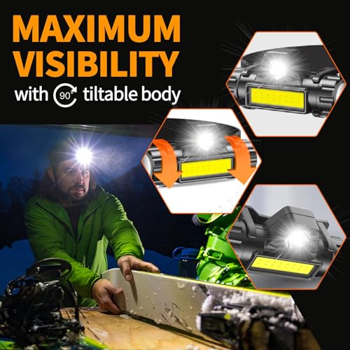 Foto von LETOUR Stirnlampe Wiederaufladbar,Ultra-Light Led Stirnlampe Taschenlampe Wasserdicht,2 Pack Stirnlampe Taschenlampe für Outdoor,Camping,Wandern,Jagen,Laufen,Reparieren,Fischen,Radfahren
